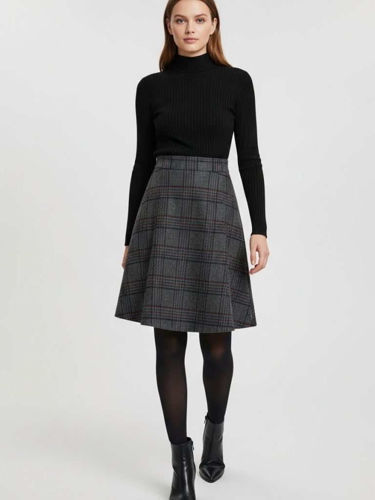High-Waist Skirt with Full-Coverage Tights