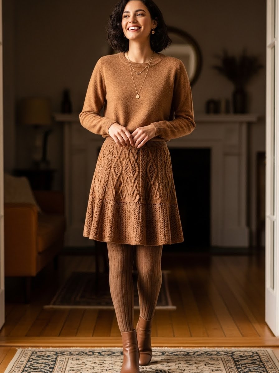 Tights and Skirt Outfit Ideas for Cold Weather Women in 2026