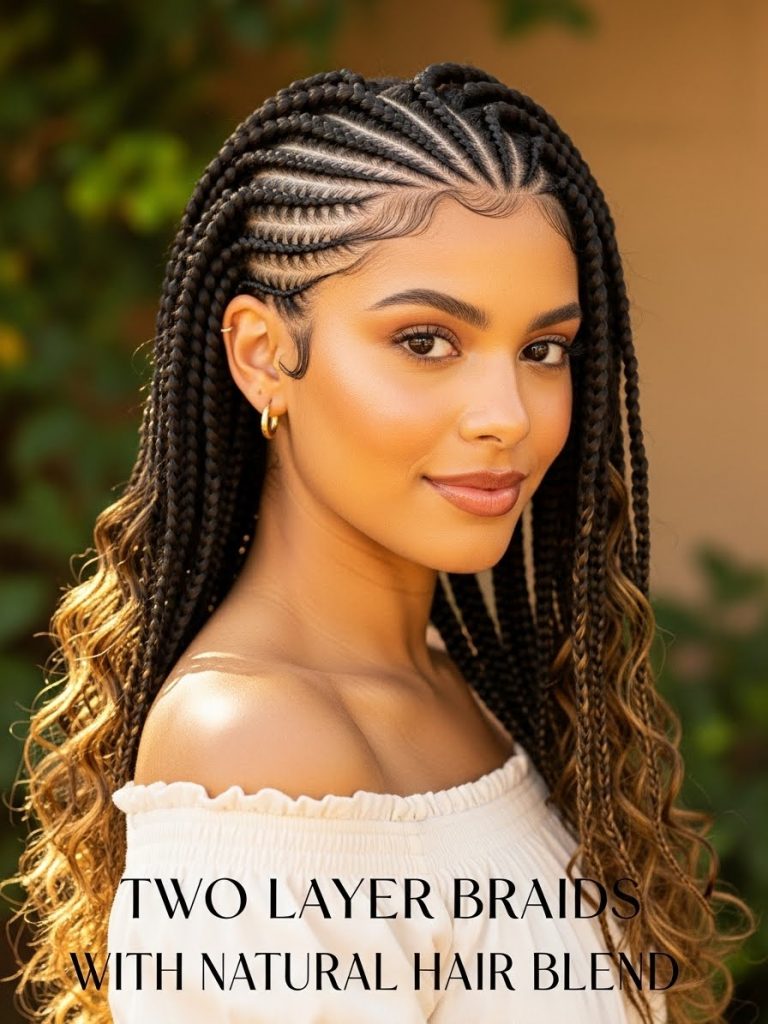 Two Layer Braids with Natural Hair Blend
