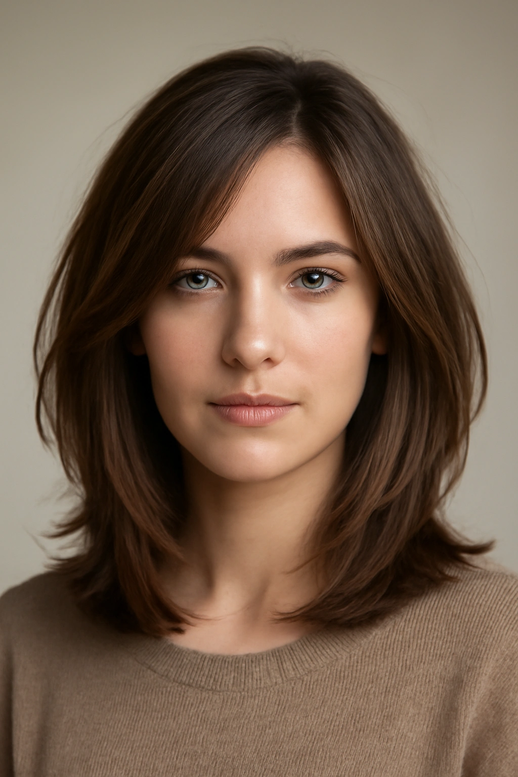 Soft, blended layers on shoulder-length hair with smooth flow