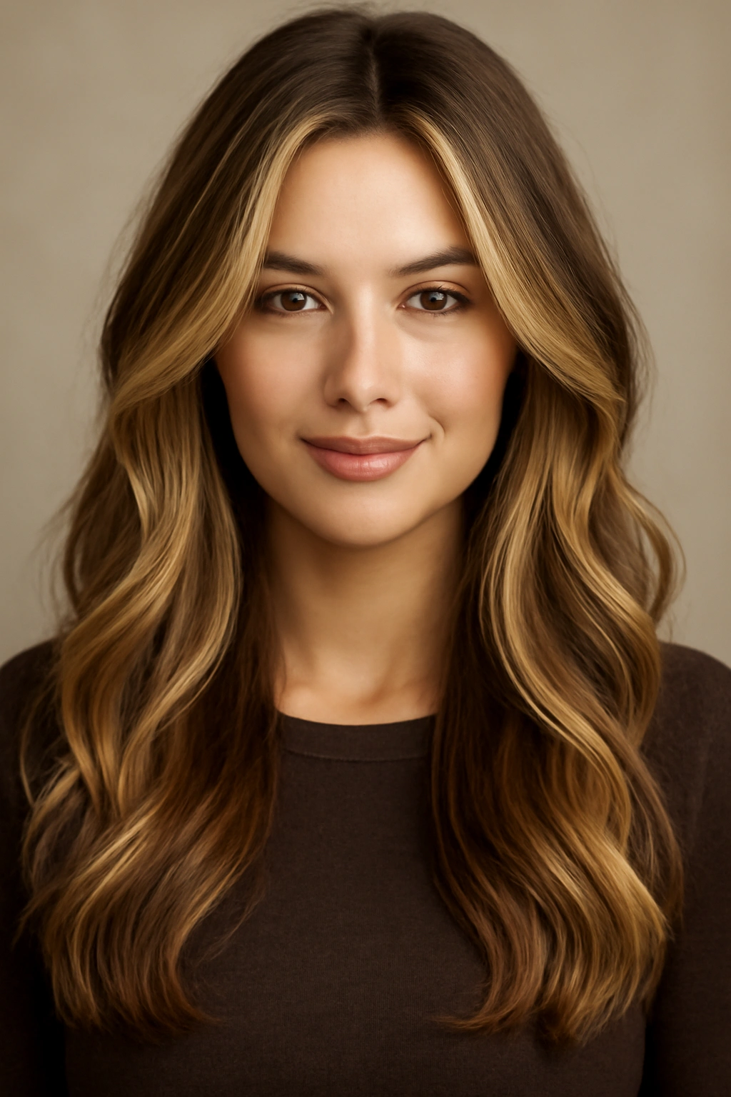 Brunette base with blonde highlights for dimension