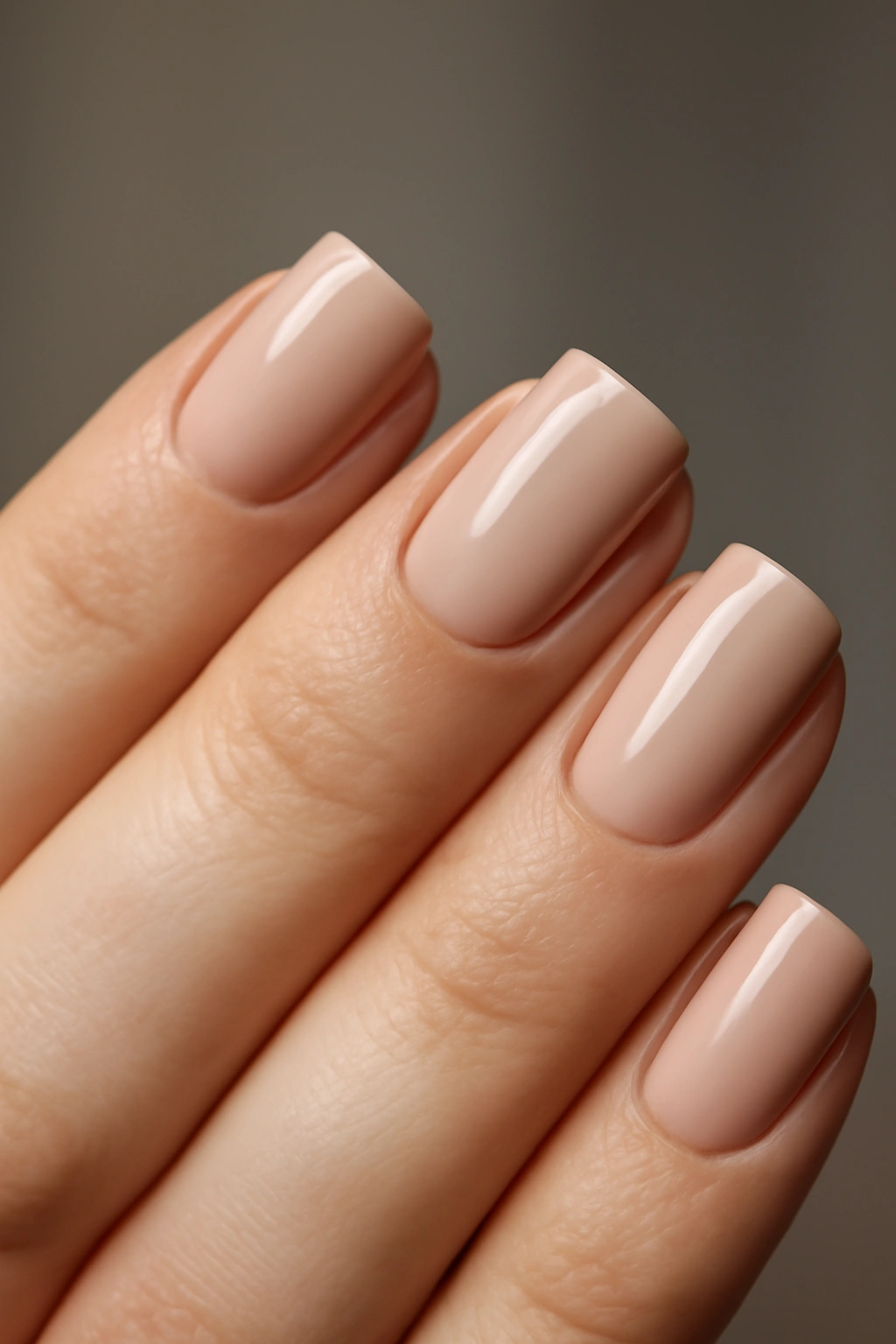 Close-up of nails with clean square or squoval shape