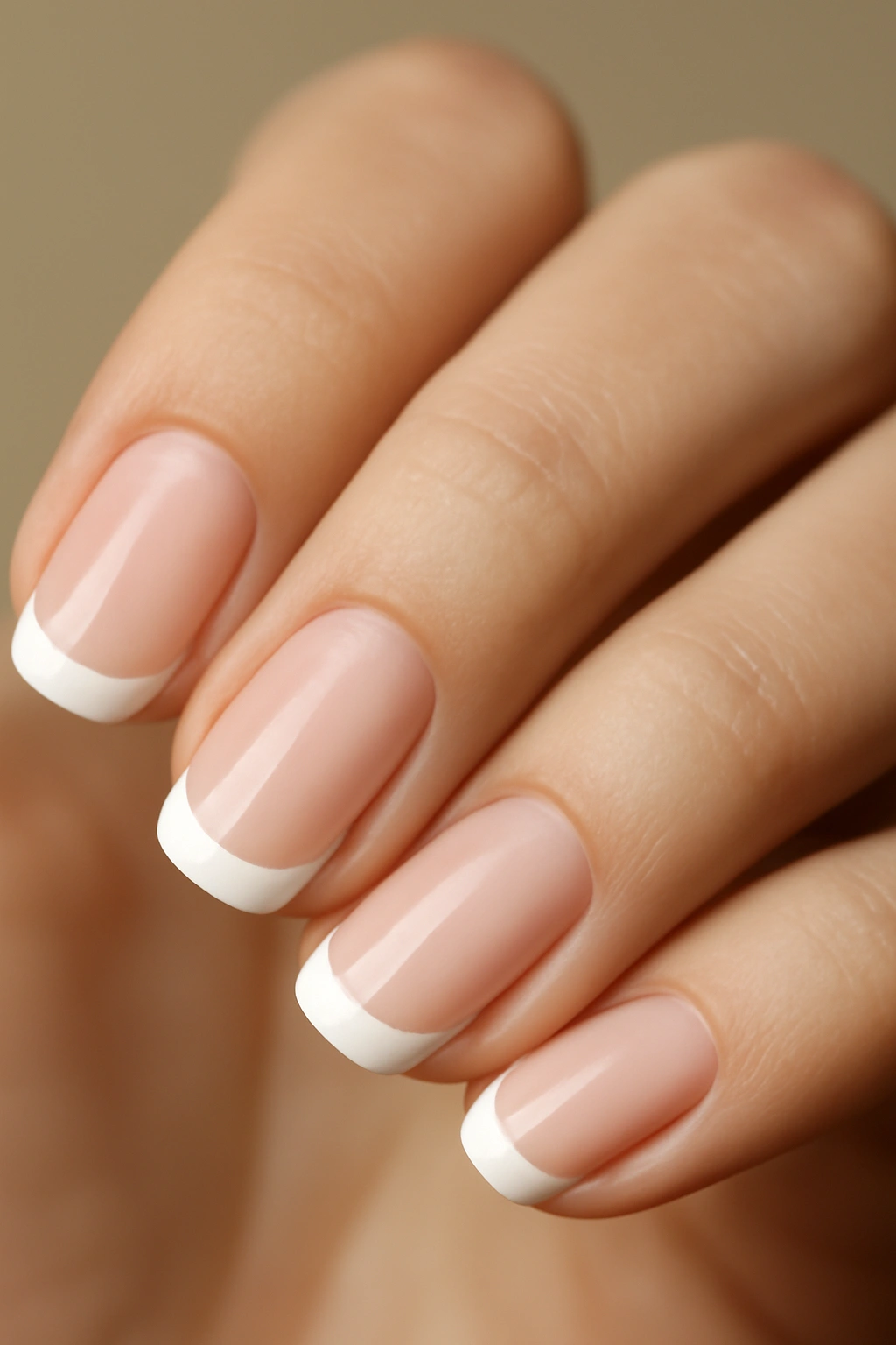 Nails with nude base and white tips
