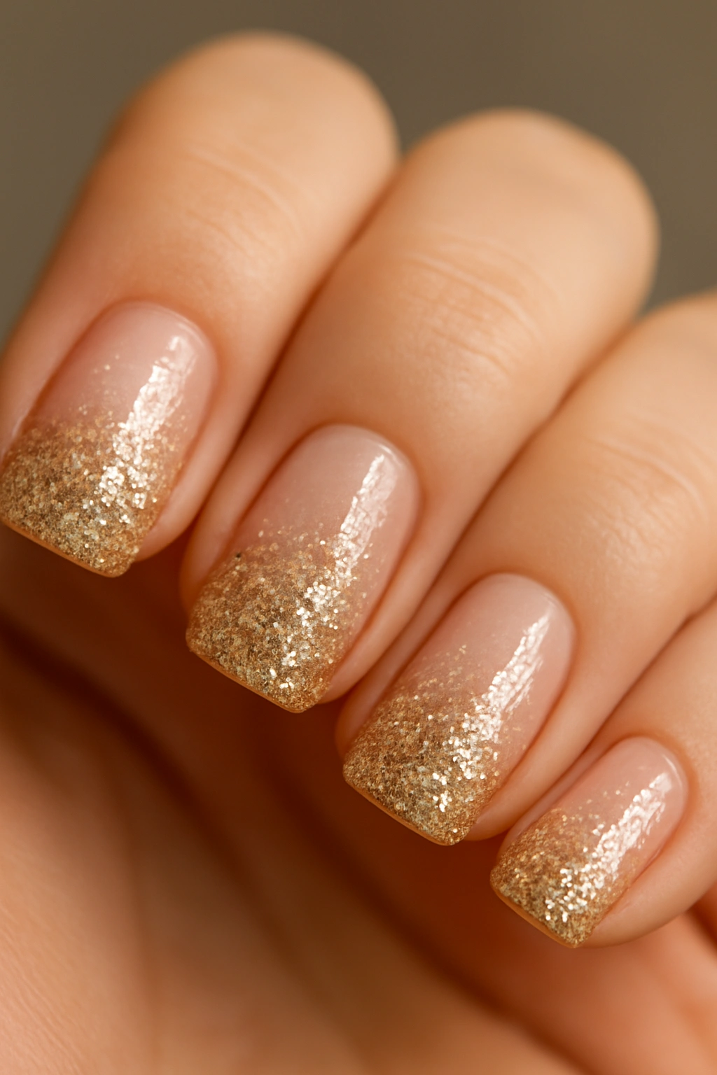 Nails with glitter gradient from tips to base