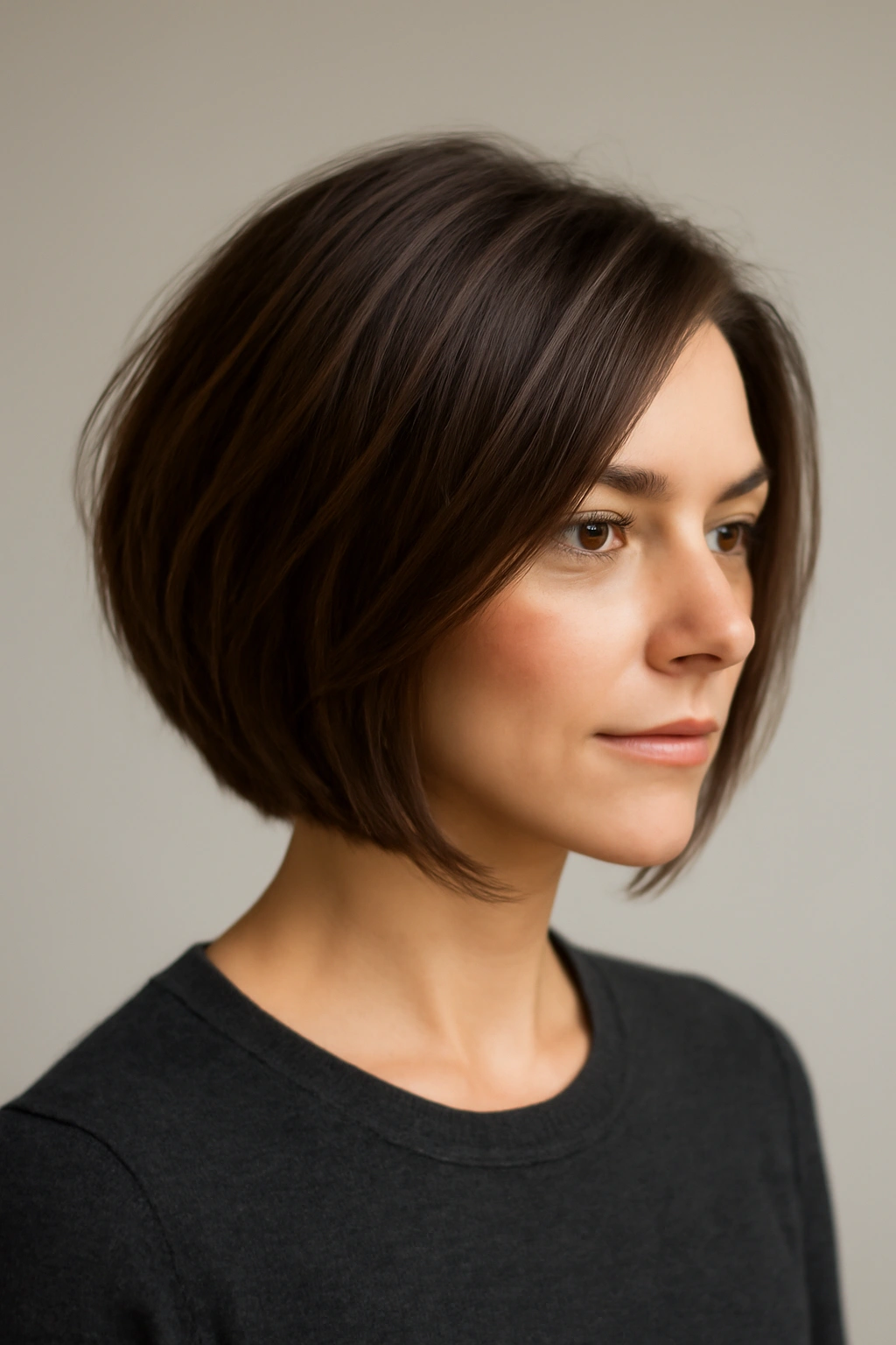 Inverted layered bob showing back shorter and front longer