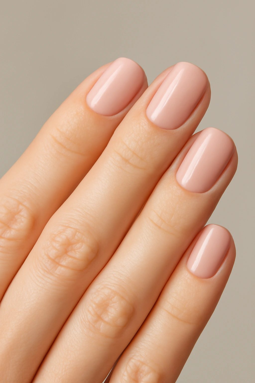 Light pink solid color nails close-up