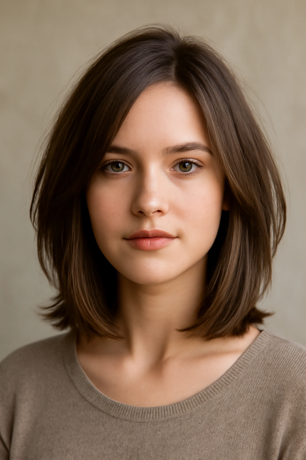 Person with a long bob and face-framing layers