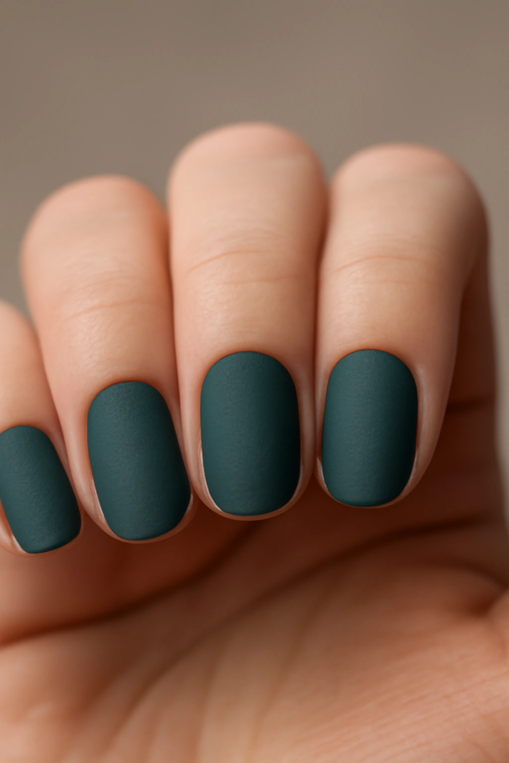 Close-up of nails with a matte finish in a rich color, smooth non-glossy texture