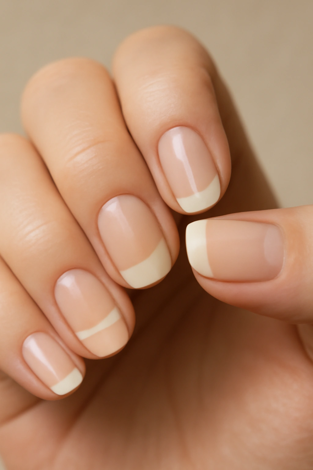 Nails with partial designs and exposed natural nail