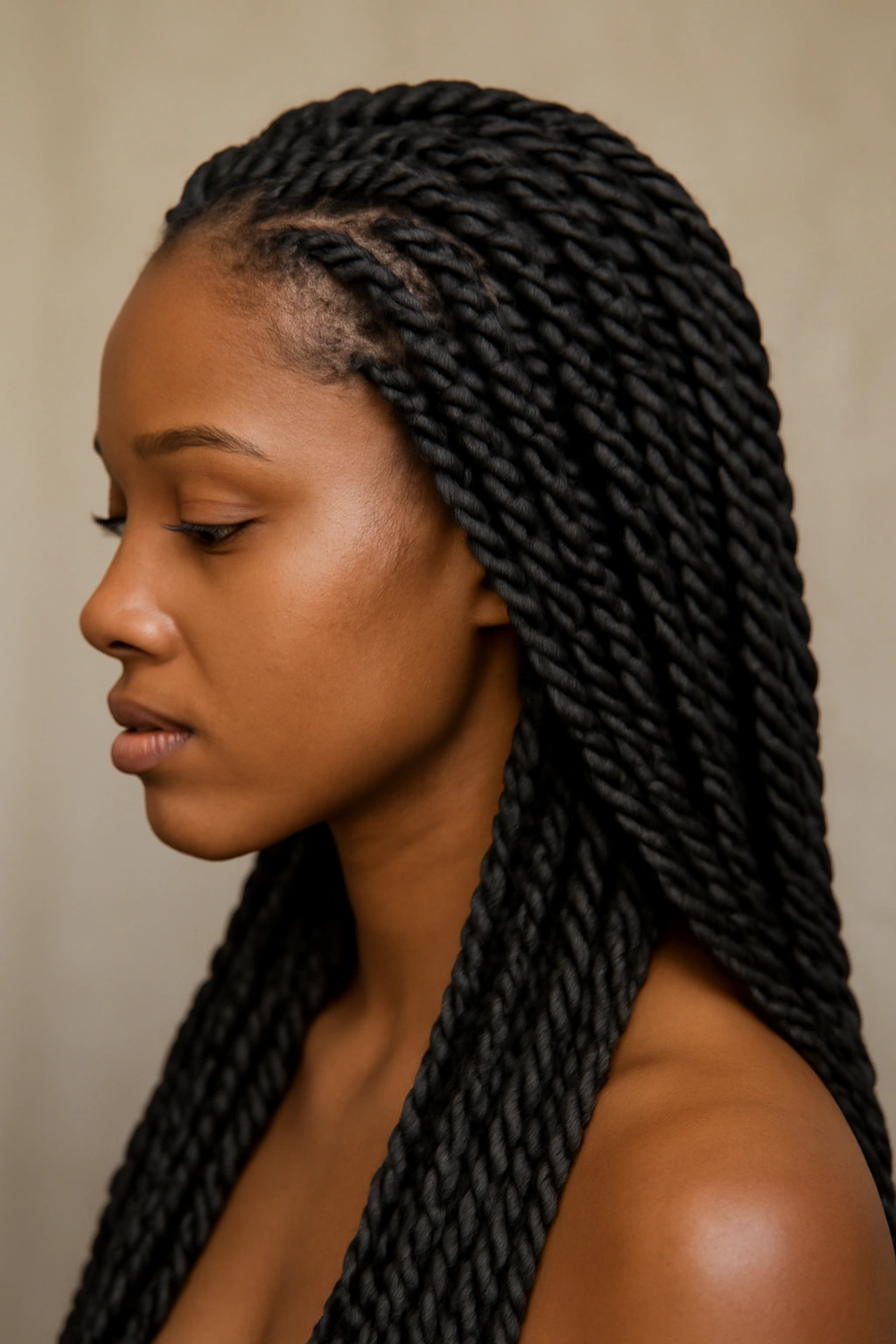 Senegalese twists with extensions in a sleek, uniform arrangement