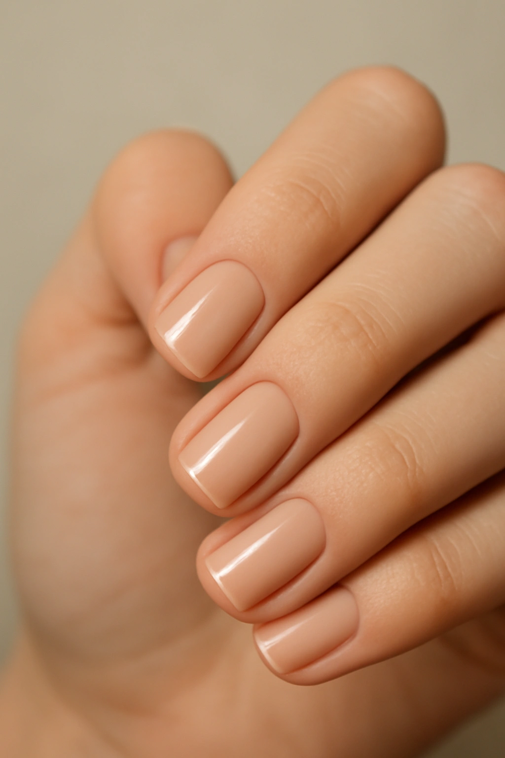 Close-up of short square nails with clean edges