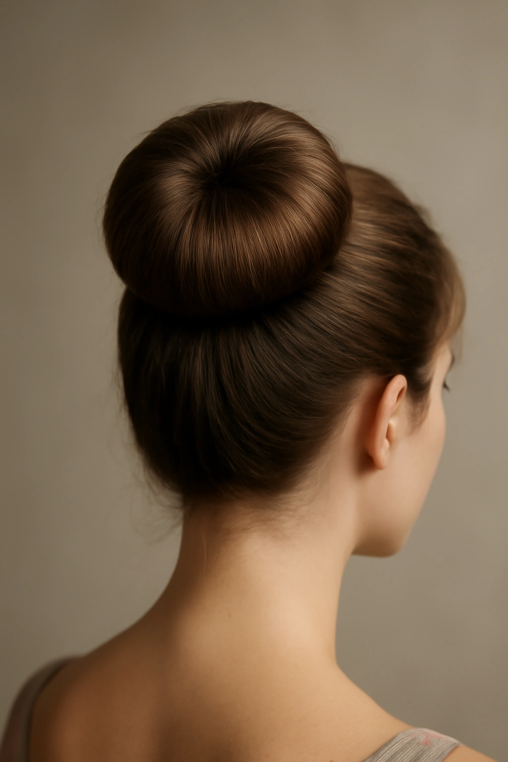 Perfectly rounded sock bun with smooth, sculpted silhouette