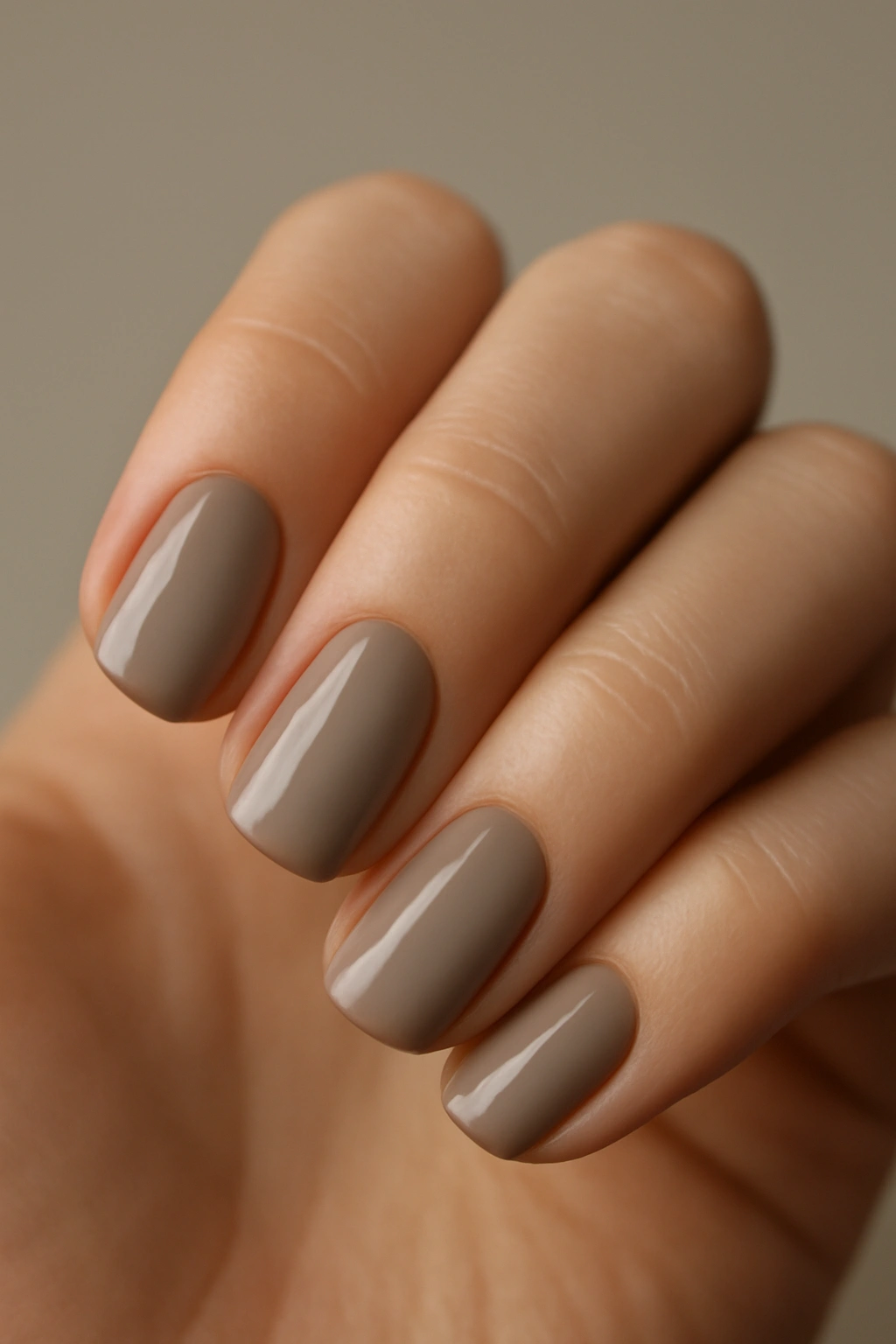 Taupe greige nails close-up