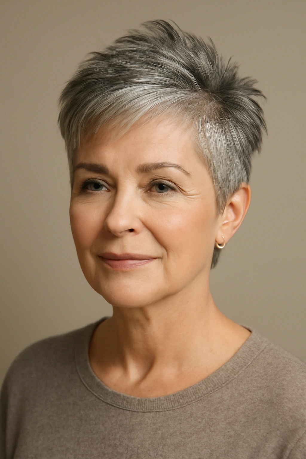 Pixie with crown volume portrait highlighting lifted top