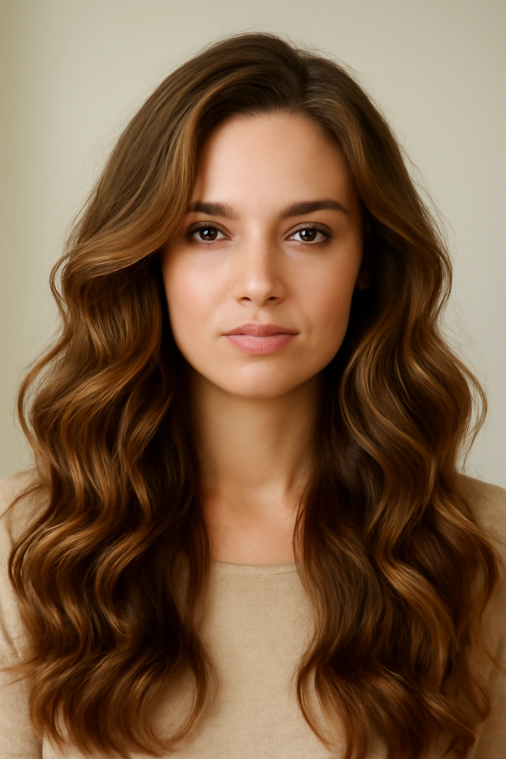 Hair with voluminous waves framing the face